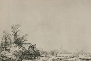 Rembrandt - A Village with a River
