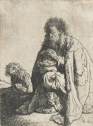 Rembrandt - Seated beggar and his dog