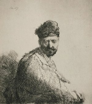 Rembrandt - A Man with a Short Beard and Embroidered Cloak