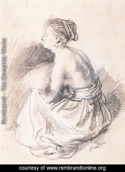 Rembrandt - A Seated Woman, Naked to the Waist