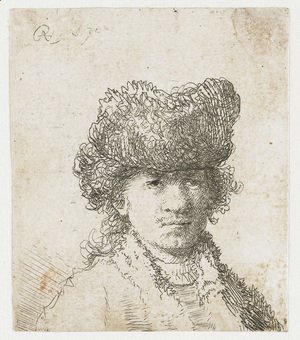 Self-portrait in a fur cap bust