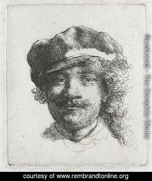 Rembrandt - Self-portrait wearing a soft cap full face, head only