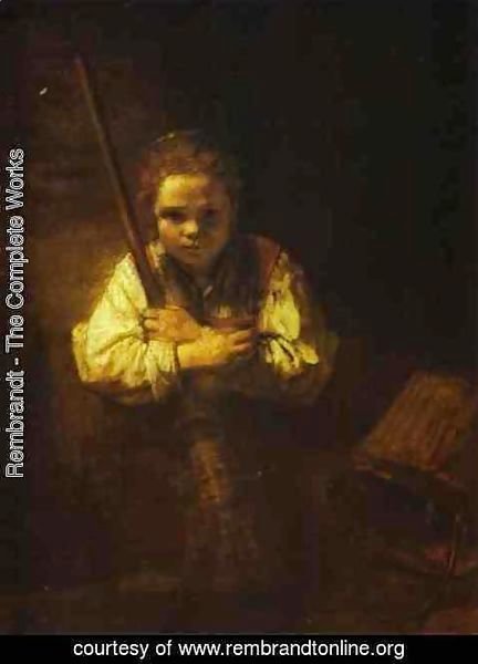 Rembrandt - A Girl with a Broom