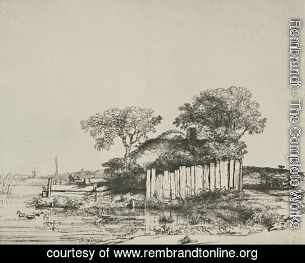 Rembrandt - A Cottage with White Pales