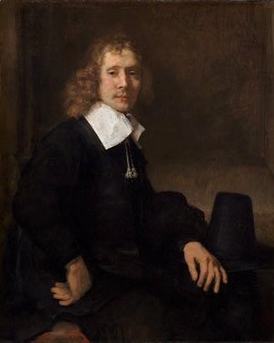 A Young Man at a Table (possibly Govaert Flinck)