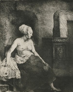 Rembrandt - A Woman Seated Before a Dutch Stove