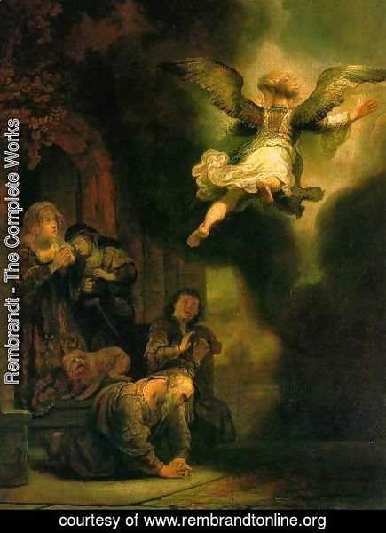 Rembrandt - The Archangel Leaving the Family of Tobias 1637