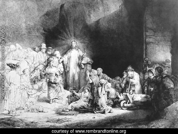 The Little Children Being Brought to Jesus, The 100 Guilder Print 1647-49