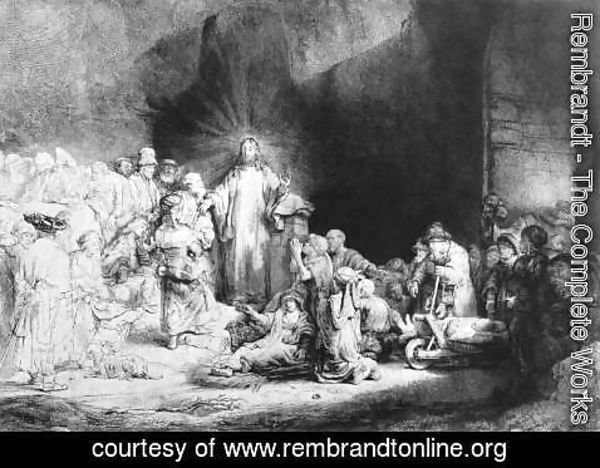 Rembrandt - The Little Children Being Brought to Jesus, The 100 Guilder Print 1647-49