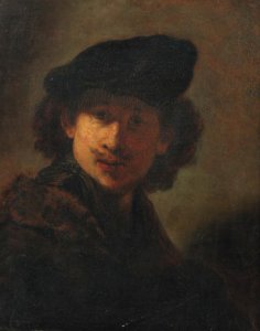 Portrait of the artist in a cap and a fur-trimmed cloak
