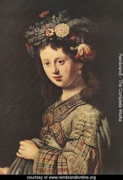 Saskia as Flora (detail) 1634
