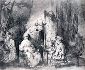 Rembrandt - Studio Scenne With Sitters