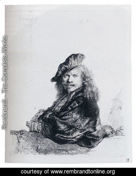 Rembrandt - Self-Portrait Leaning On A Stone Sill