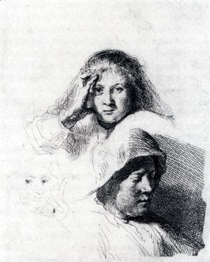 Rembrandt - Sheet Of Sketches With A Portrait Of Saskia