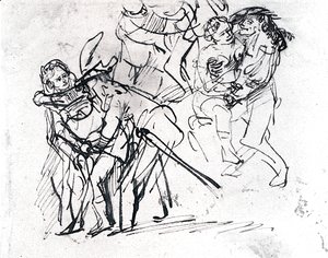 Three Sketches Of The Prodigal Son With A Whore (detail)