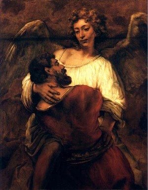 Rembrandt - Le Combat De Jacob Avec L Ange,berlin 1660