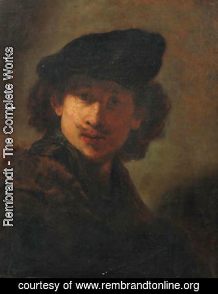 Rembrandt - Portrait of the artist in a cap and a fur-trimmed cloak