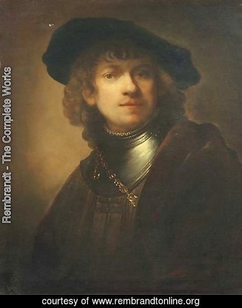 Self-portrait as a young man with a black beret