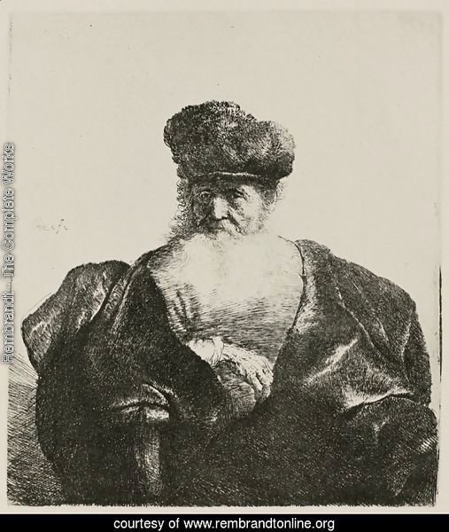 An old Man with Beard, fur Cap and velvet Cloak