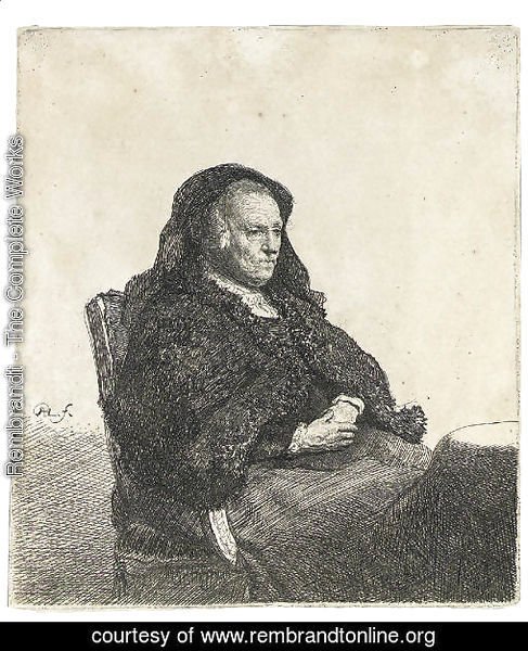 The Artist's Mother seated at a Table, looking right