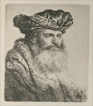 Rembrandt - A bearded Man in a Velvet Cap with a Jewel Clasp