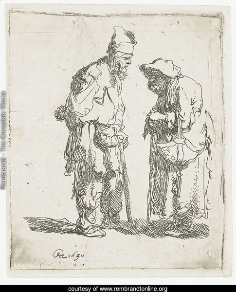 A beggar Man and beggar Woman conversing