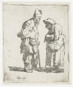 Rembrandt - A beggar Man and beggar Woman conversing