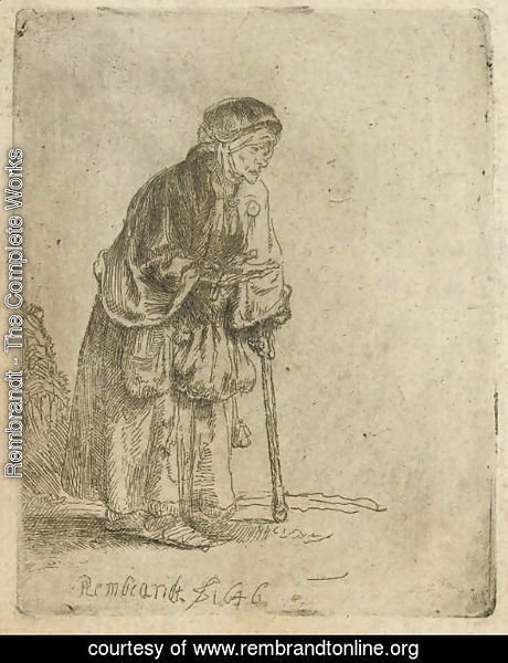 A Beggar Woman leaning on a Stick