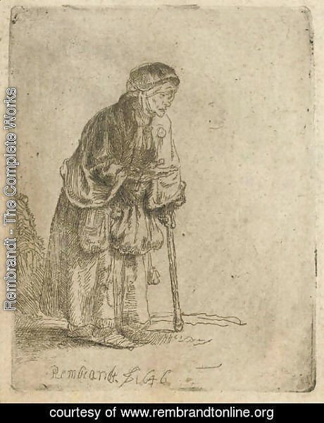 Rembrandt - A Beggar Woman leaning on a Stick
