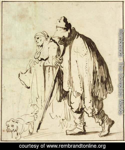 Rembrandt - A vagrant couple with a dog