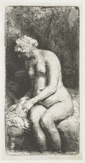 A Woman bathing her Feet at a Brook