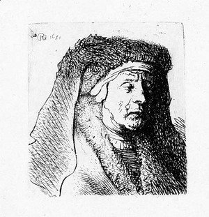 Bust of an old Woman in a furred Cloak and heavy Headdress
