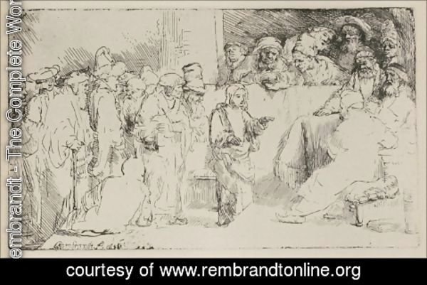 Rembrandt - Christ disputing with the Doctors A Sketch