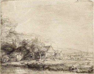 Rembrandt - Landscape with two Cows