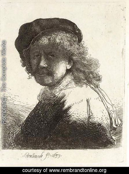 Rembrandt in Cap and Scarf with the Face dark, Bust