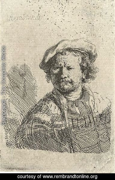 Rembrandt - Self Portrait in a flat Cap and embroidered Dress