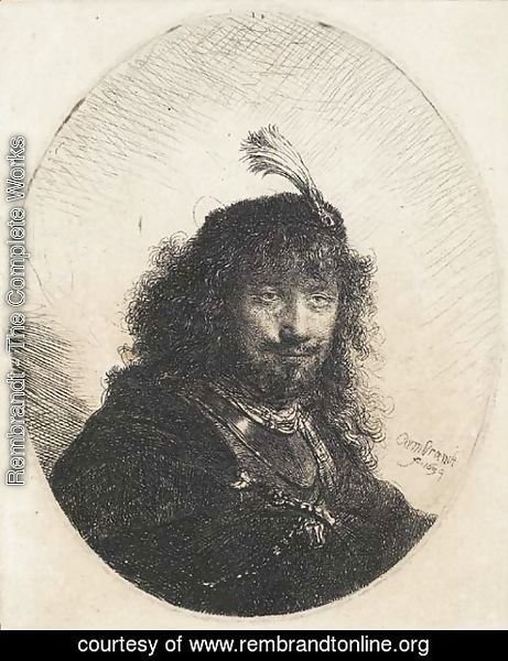Rembrandt - Self-Portrait with plumed Cap and lowered Sabre