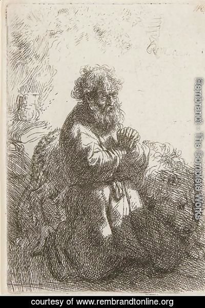 Rembrandt - St. Jerome kneeling in Prayer, looking down