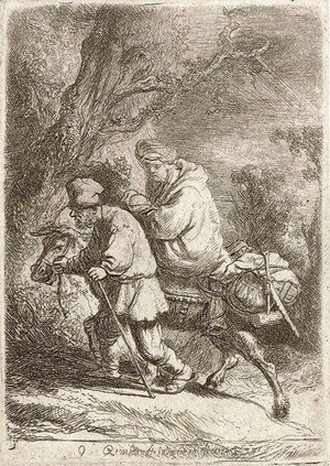 Rembrandt - The Flight into Egypt Small Plate 2