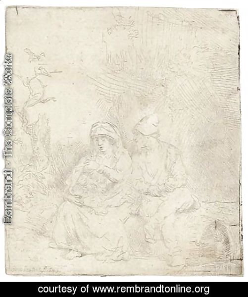 Rembrandt - The Rest on the Flight into Egypt Lightly etched