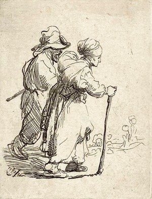 Rembrandt - Two Tramps; a Man and a Woman