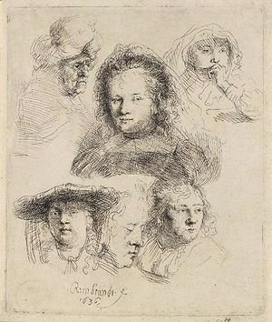 Rembrandt - Studies Of The Head Of Saskia And Others