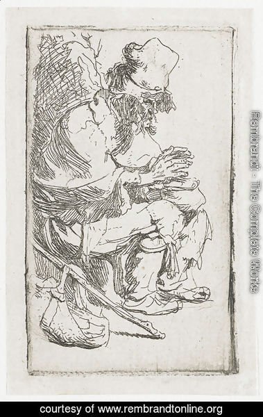 Rembrandt - Beggar Seated Warming His Hands At A Chafing Dish