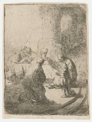 Rembrandt - Christ Disputing With The Doctors Small Plate