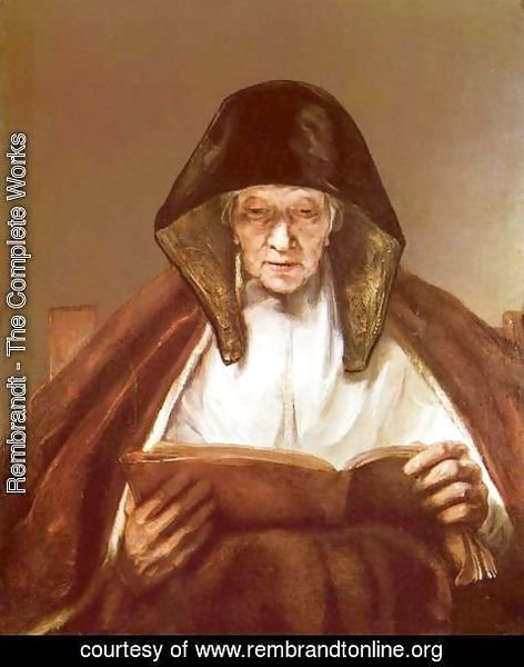 Rembrandt - Old woman, reading Polski Starsza pani
