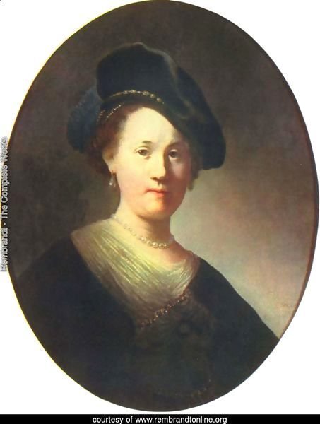 Portraits of a young woman with a pearl-studded beret, Oval