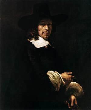 Rembrandt - Portrait of a Gentleman with a Tall Hat and Gloves
