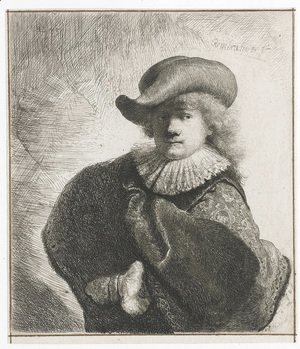 Rembrandt - Self-portrait in a soft hat and embroidered cloak