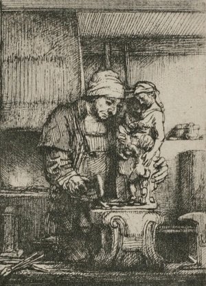 Rembrandt - An Artist Drawing from the Model