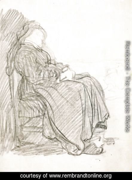 Rembrandt - A Study of a Woman Asleep